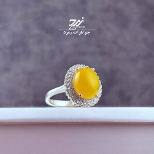 انگشتر نقره روس (غیرنقره) زنانه عقیق زرد شرف الشمس کد 055
