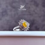 انگشتر نقره روس (غیرنقره) زنانه عقیق زرد شرف الشمس کد 056