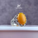 انگشتر نقره مردانه عقیق زرد شرف الشمس کد 004