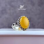 انگشتر نقره مردانه عقیق زرد شرف الشمس کد 002
