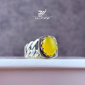 انگشتر نقره مردانه عقیق زرد شرف الشمس کد 073