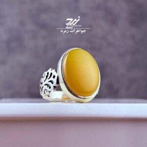 انگشتر نقره مردانه عقیق زرد شرف الشمس کد 003