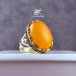 انگشتر نقره مردانه عقیق زرد شرف الشمس کد 023