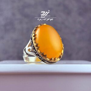 انگشتر نقره مردانه عقیق زرد شرف الشمس کد 023