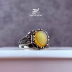 انگشتر نقره مردانه عقیق زرد شرف الشمس کد 042