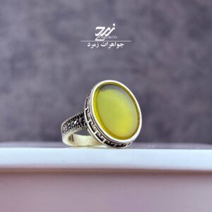 انگشتر نقره مردانه عقیق زرد شرف الشمس کد 059