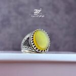 انگشتر نقره مردانه عقیق زرد شرف الشمس کد 061