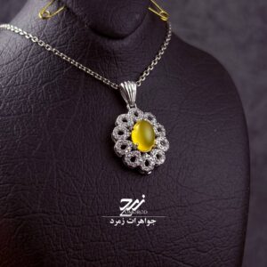 گردنبند نقره زنانه عقیق زرد شرف الشمس کد 009