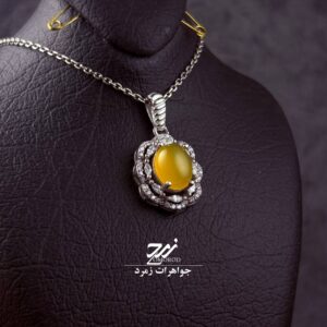 گردنبند نقره زنانه عقیق زرد شرف الشمس کد 012