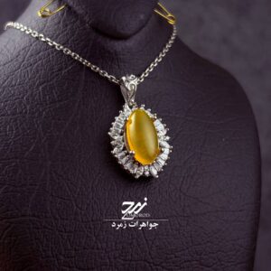 گردنبند نقره زنانه عقیق زرد شرف الشمس کد 037
