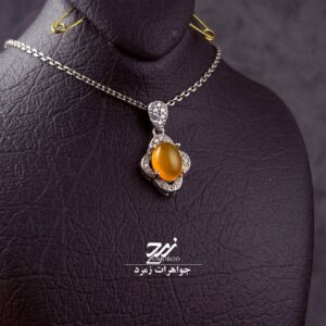 گردنبند نقره زنانه عقیق زرد شرف الشمس کد 038