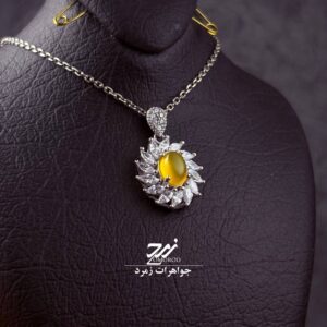 گردنبند نقره زنانه عقیق زرد شرف الشمس کد 040