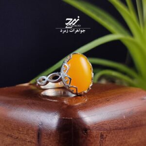 انگشتر نقره زنانه عقیق زرد شرف الشمس کد 063