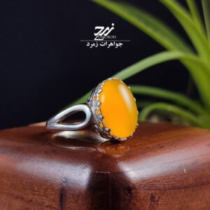 انگشتر نقره زنانه عقیق زرد شرف الشمس کد 065
