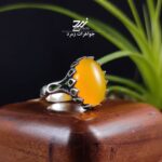 انگشتر نقره مردانه عقیق زرد شرف الشمس کد 091