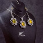 نیم‌ست نقره عقیق زرد شرف‌الشمس کد 121