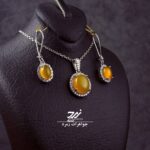 نیم‌ست نقره عقیق زرد شرف‌الشمس کد 120