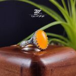 انگشتر نقره زنانه عقیق زرد شرف الشمس رکاب نیزه