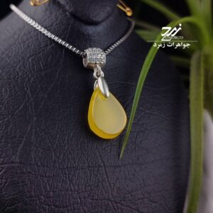 گردنبند استیل طرح اشک عقیق زرد شرف الشمس