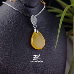 گردنبند استیل طرح اشک عقیق زرد شرف الشمس